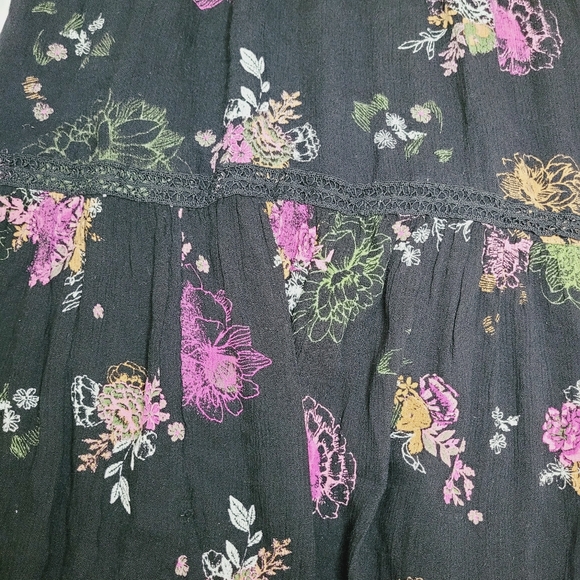 Mudd Dress Womens Medium Tiered Tie Front Dainty Witchy Floral Forest Nature VTG - Picture 9 of 11